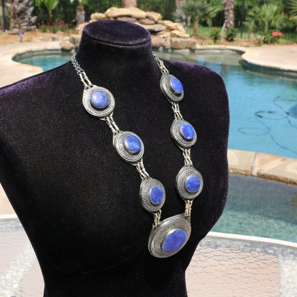 Lapis Lazuli Necklace Handmade Vintage Ethnic - Picture 6 of 9